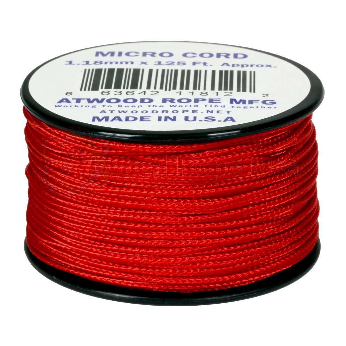 Atwood Rope MFG Red MS03 1.18mm x 125' Micro Cord Paracord Made in the USA