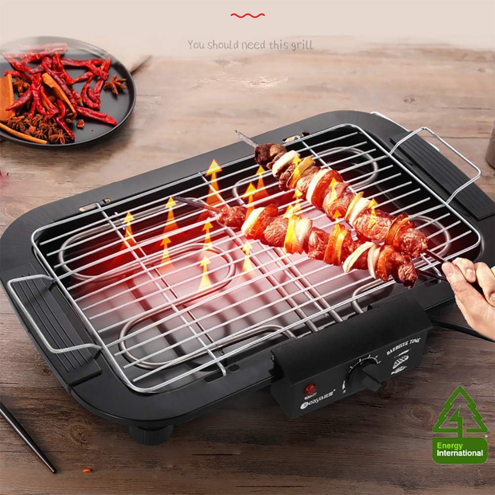 review FYLD Indoor Smoke Free Electric Grill, 2000w Intelligent Temperature Control Barbecue Grill,Energy Saving,Easy to Clean Design,220v,50 cm X 50 cm X 70 cm H