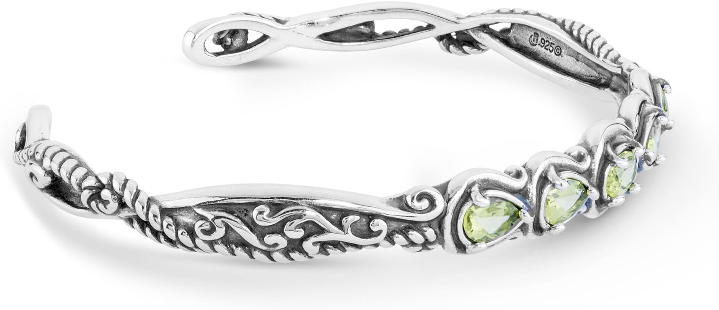 Sterling Silver Multi Gemstone Choice of 4 Five Stone Cuff Bracelet Size S, M or L