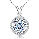 ochisdf 5 Carat Moissanite Pendant Necklace 18K White Gold Silver Plated Necklace with Moissanite D Color Ideal Cut Diamond Necklace