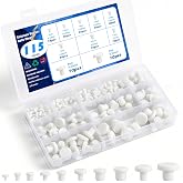 115 PCS Silicone Rubber Hole Plugs, 10 Sizes 3-9mm T-Type Rubber Round Hole | Silicone Stoppers Rubber Round Plugs, Waterproof Sealing Plugs for Pipes, Tubes, Bottles, White (1/8" to 3/8")