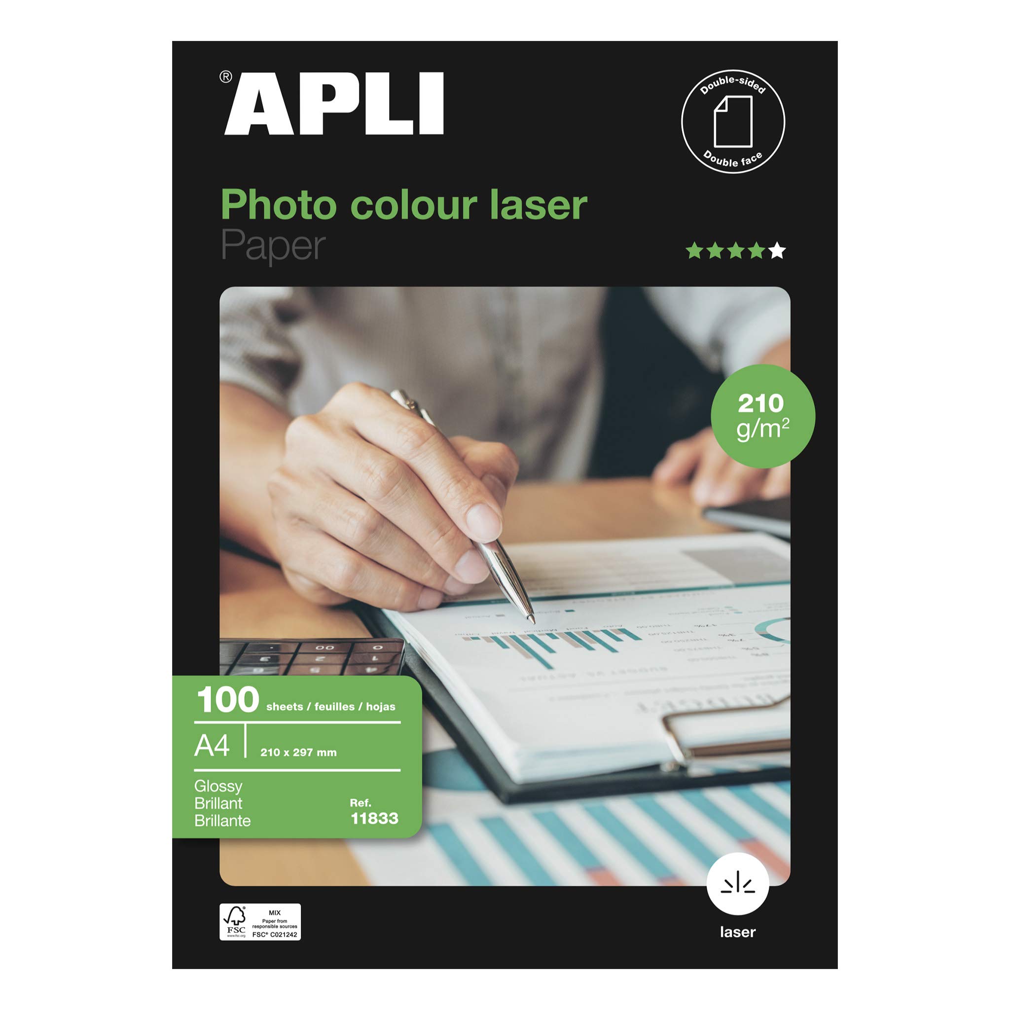 Apli - Double Sided Glossy Photo Paper 210gsm - Pack of 100