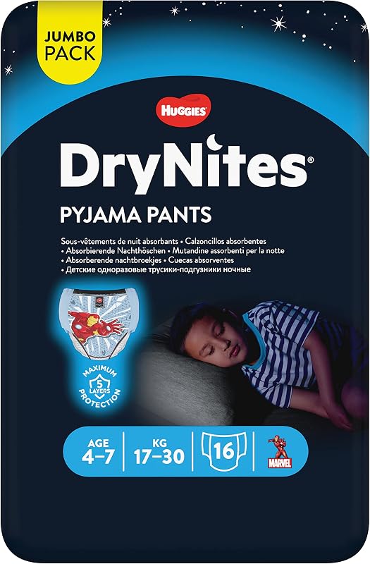DryNites Nachtwindeln Jungen, 4-7 Jahre, 64 Stück, Pyjama Pants