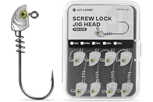 OJYDOIIIY 15-Pack Screw Lock Swimbait Jig Heads – 3D Chartreuse Eyes 1/8 3/16 1/4 3/8 1/2 oz, 3/0 & 4/0 Fishing Hooks