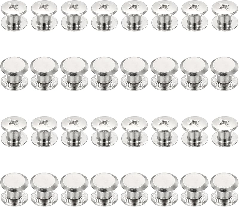 PATIKIL M5x5mm Chicago Screws Nickel Plated Steel Binding Posts Rivets 50 Sets