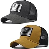 Sodomkt 2 Pcs American Flag Hat,USA Baseball Cap for Men Women,Low Profile USA Plain Trucker Hat