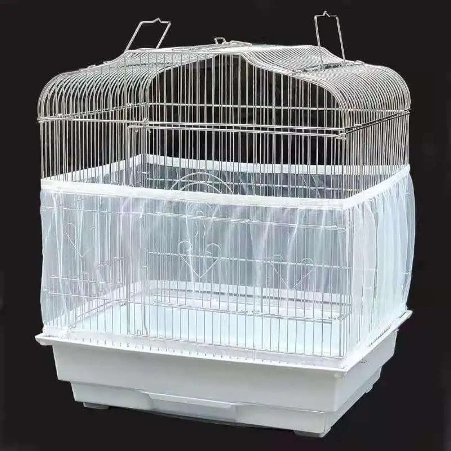 AOVNA Bird Cage Net Cover Seed Catcher Skirt Stretchy Seed Catcher Ventilate Dustproof Cover (White)