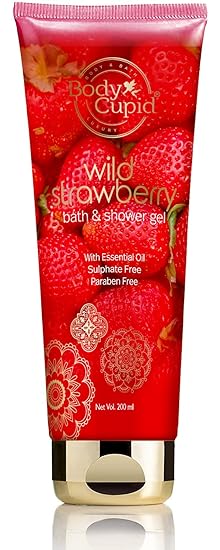Body Cupid Wild Strawberry Shower Gel with Pure Shea Butter and Strawberry Seed Oil, 200 ml