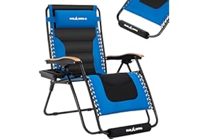 UDPATIO Oversized Zero Gravity Chair Outdoor, Anti Gravity Patio Padding Chairs Folding Adjustable with Cup Holder, Foot Pad & Padded Headrest, Supports 500lbs
