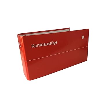 1 x Kontoauszugsordner, Bankordner, Ordner für Kontoauszüge rot mit Sparkassen Logo weiß