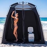 EighteenTek&reg; Upgraded Shower Tents with Hub, Pop Up Privacy Tent Camping 2-Room Privacy Shelter with Floor &amp; Dual Doors, Portable Easy-Setup Toilet &amp; Changing Tent, 83" x 47" x 77.6"H