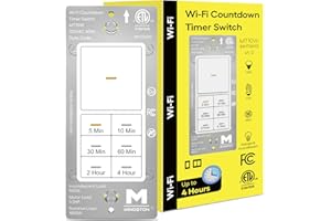 Minoston WiFi Timer Switch - Smart Countdown Timer, 5-15-30 Minutes/1-2-4 Hour, ON/OFF, Neutral Wire Needed, for Lights, Fans, Heaters, ETL Listed