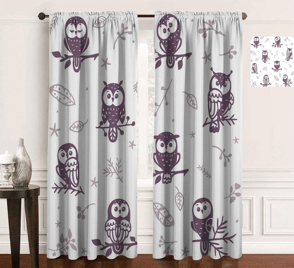 Cute Owls Room Darkening Curtains, Animal Pattern with