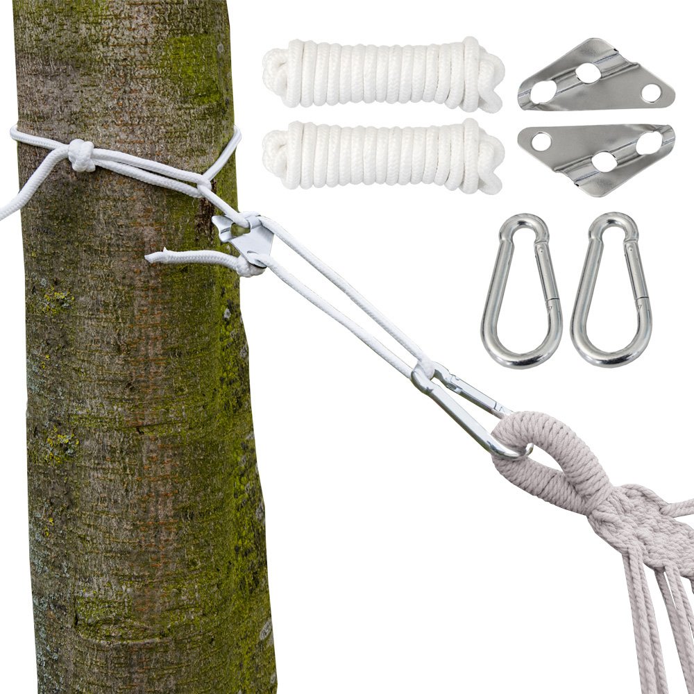 AMANKA Fastening for Hammock XXL Binding Rope 6 m Weight Bearing Capacity 190 Kg Complete Kit incl Carabiners and Length Adjusters