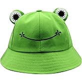 RARITYUS Cute Frog Bucket Sun Hat Funny Summer Packable Fisherman Cotton Hat Unisex for Adults Women Teen Girls Kids