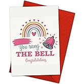 Podagree You Rang the Bell Congratulations Card – Colorful Rainbow and Bell Design – Perfect for Cancer Survivors and Celebrations – Inspirational Get Well Soon Card for Women – 8x5.3 Inch