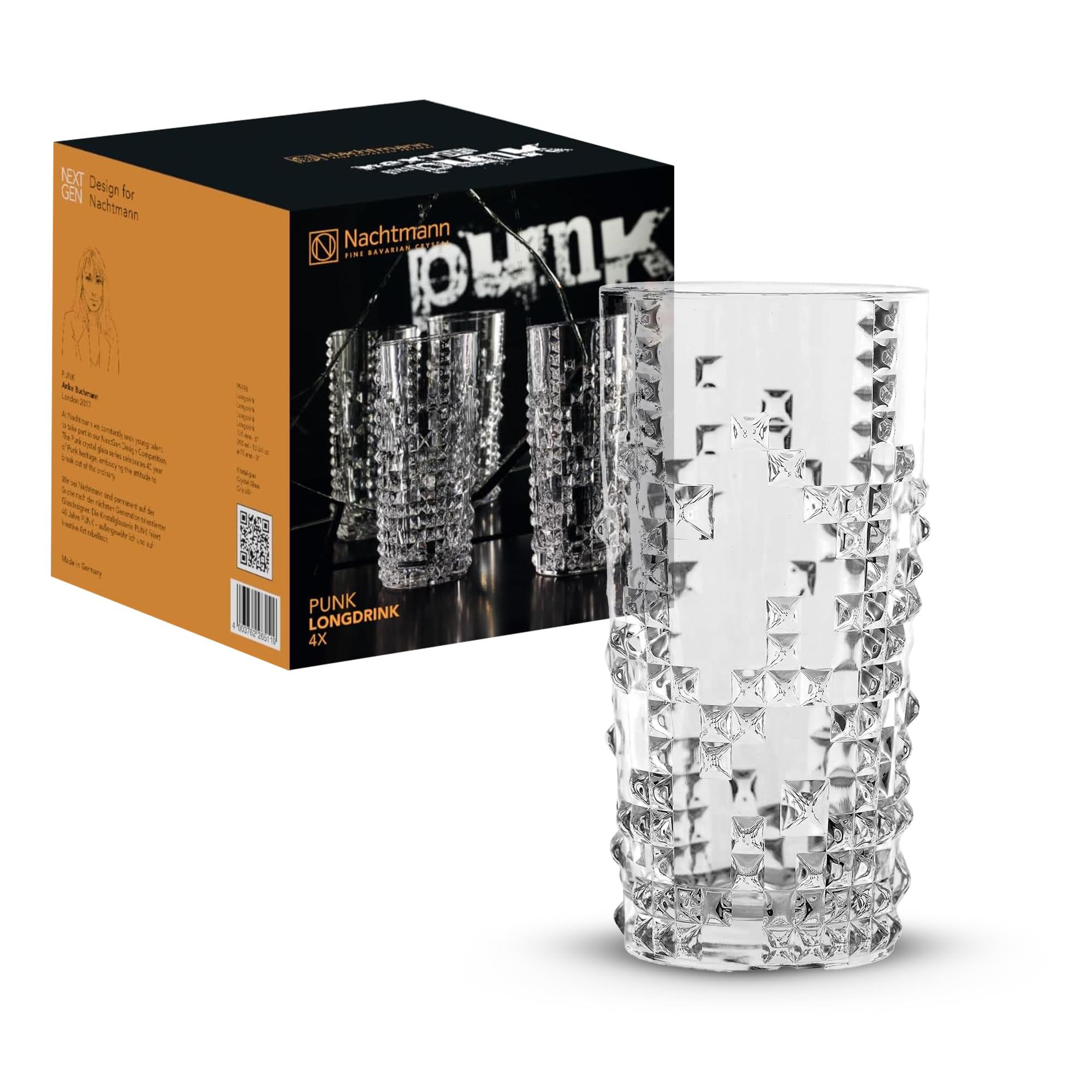 Nachtmann Highball Glasses, Set of 4, Crystal, 390 ml, Punk, 99498