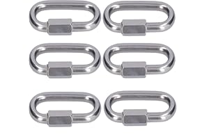 6 Pack 304 Stainless Steel M4 (4mm) Quick Links - Locking Screw Gate Chain Connectors for Lifting, Rigging, Safety, Wire Rope