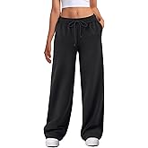 ATHMILE Women's Wide Leg Sweatpants High Waisted Baggy Interior Drawstring Joggers Straight Leg Sweat Pants with Pockets