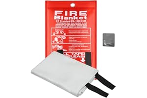 DOKIBI Emergency Fire Blanket, 40"x40" Fiberglass Suppression Fire Retardant Blankets for Home, Kitchen, Camping, Grill, Car, Office, Warehouse with Hooks(1 Pack)