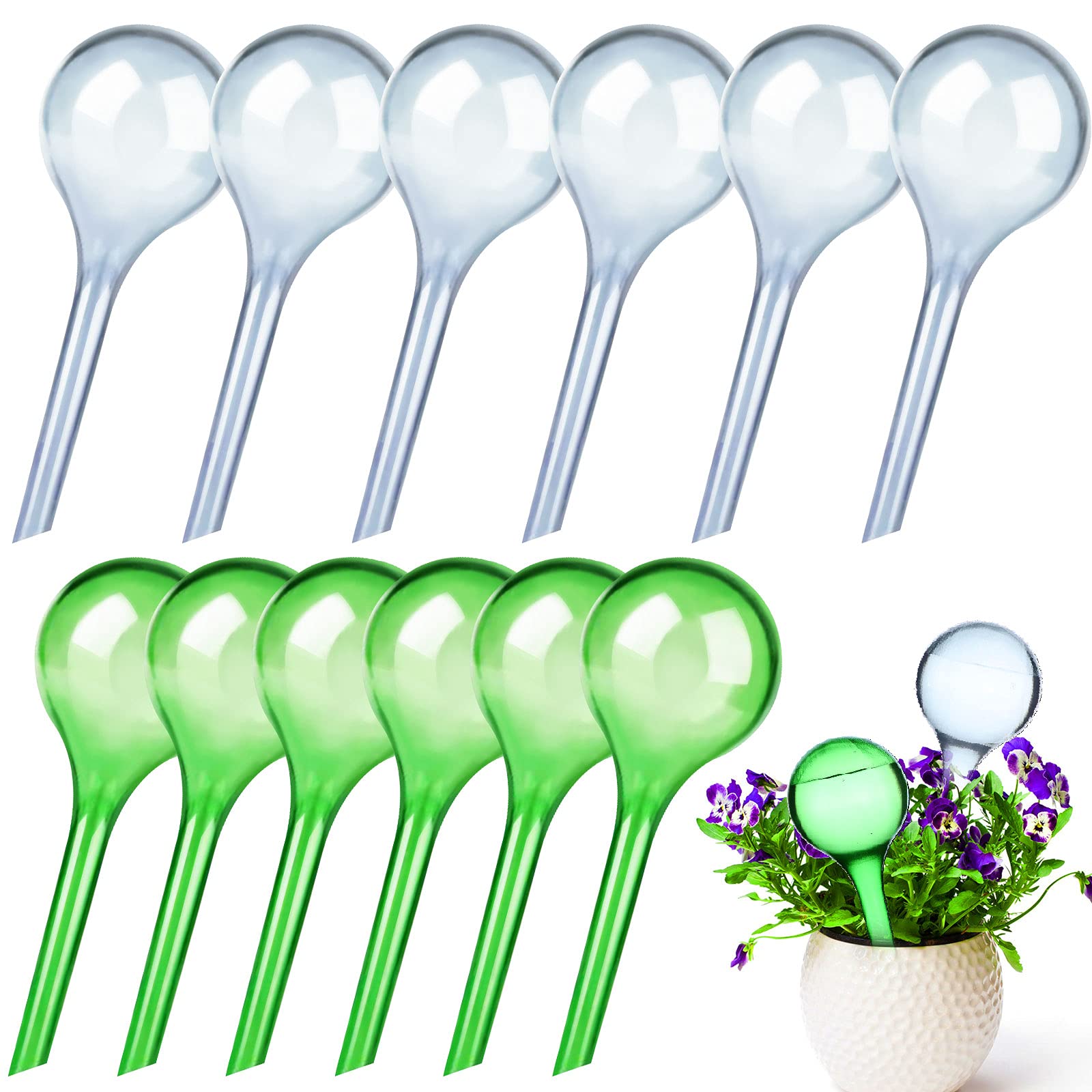 12 Pack Self-Watering Globes for Plants, Durable PVC Plant Watering Bulbs, Clear Automatic Plant Waterer Devices for Indoor and Outdoor Potted Plants, Vacation Plant Waterer Self-Watering Stakes