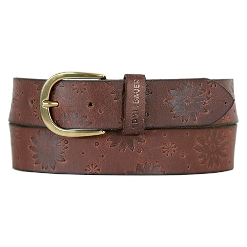 Eddie Bauer Women's Casual Leather Belts with Durable Metal Buckle, Floral Tooled - Tan, Large
