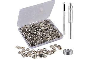 MSDADA 72Pcs(18 Sets) Snap Fastener Kit, Press Studs Clothing Snaps Button with 3 Pieces Snap Fastener Tools for Bags, Jeans,