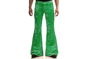LDNINE Men's Velvet Relaxed Vintage 60s 70s Bell Bottom Stretch Fit Classic Comfort Flared Flares Retro Leg Disco Pants