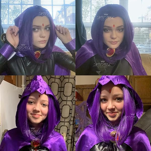 MUPUL PURPLE SHORT WIG COSPLAY SHORT BOB WIG PURPLE HALLOWEEN COSTUME WIGS FOR WOMEN