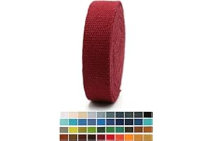 JACOB BICERRI 1" & 1.5'' & 2" Cotton Webbing - 5 Yards - 50+ Colors -%100 Natural Cotton - Turkish Weave - Heavy Duty 1 Inch 1.5 Inch 2 Inch Webbing for Sewing Straps Wrapping Climbing Indoors Craft DIY 11182