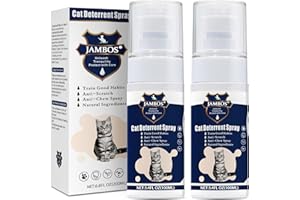 JAMBOS 2 Bottles Cat Deterrent Spray – Natural, Non-Toxic Anti-Scratch Spray for Cats & Kittens – Indoor & Outdoor Pet Training Aid – Furniture & Carpet Protector (Blue, M)