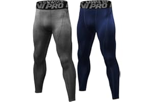 LNJLVI Men's 2 Pack Compression Pants Running Leggings Baselayer Cool Dry Sports Tights