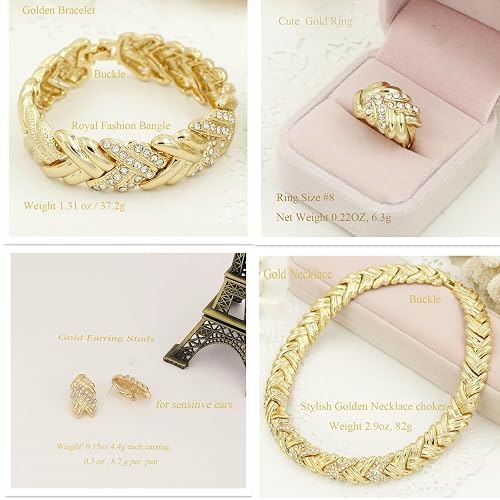 LifflyLadys Crystal Jewelry Set - 18K Gold Plated Necklace, Earrings, Bracelet, Ring For Women - View #9