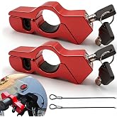 2PC Motorcycle Lock Set &ndash; Heavy Duty Anti-Theft Helmet &amp; Brake Handlebar Locks, Universal Fit (<1.5&Prime;) for Motorcycles, Mopeds, Scooters, ATVs, Dirt Bikes, Street Bikes, Electric Scooters (Red)