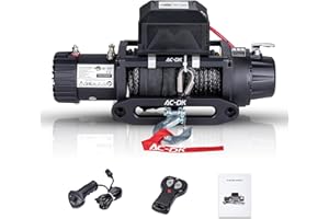 AC-DK 13500 lb Winch,12V Electric Winch IP67 Waterproof with Synthetic Rope & Hawse Fairlead,Wireless Handheld Remote for Off