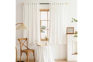 MYSTIC-HOME Sheer Privacy Curtains 63 Inches Long 2 Panels White Sheer Drapes with Back Tab&Rod Pocket Design for Bedroom, Light Filtering Curtains for Living Room with Soft Voile Fabric(52"W x 63"L)