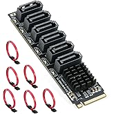 M.2 to SATA 3.0 Adapter [6-Port], RIITOP M.2 NVMe to 6 Ports SATA III Expansion Card Adapter 6Gbps with Chipset ASM1166