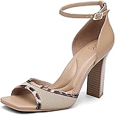 NEWBELLA Women's Heeled Sandals-Chunky Block High Heels with Ankle Strap, Comfortable Open Toe Dress Pumps for Party, Prom