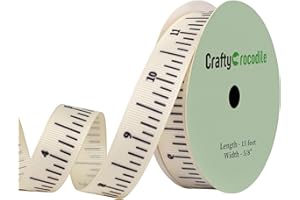 CraftyCrocodile Teacher Crafting Ribbon - Measuring Ribbon for Crafts and Gifts - School Ruler Ribbon Teacher Themed Twill Tape Crafting Supplies