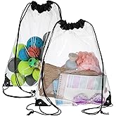 ValueBargain Clear Drawstring Bag Backpack, 2Pcs Waterproof Clear Drawstring Gym Bag for Gym Stadium, Ideal for Colleges Work Festivals Travel, PVC Material & Minimalist Style