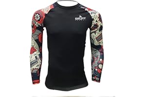 Gruff Combat BJJ Rash Guards Grappling MMA Jiu Jitsu No Gi UFC Shirt Fight Wear, Long Sleeves.