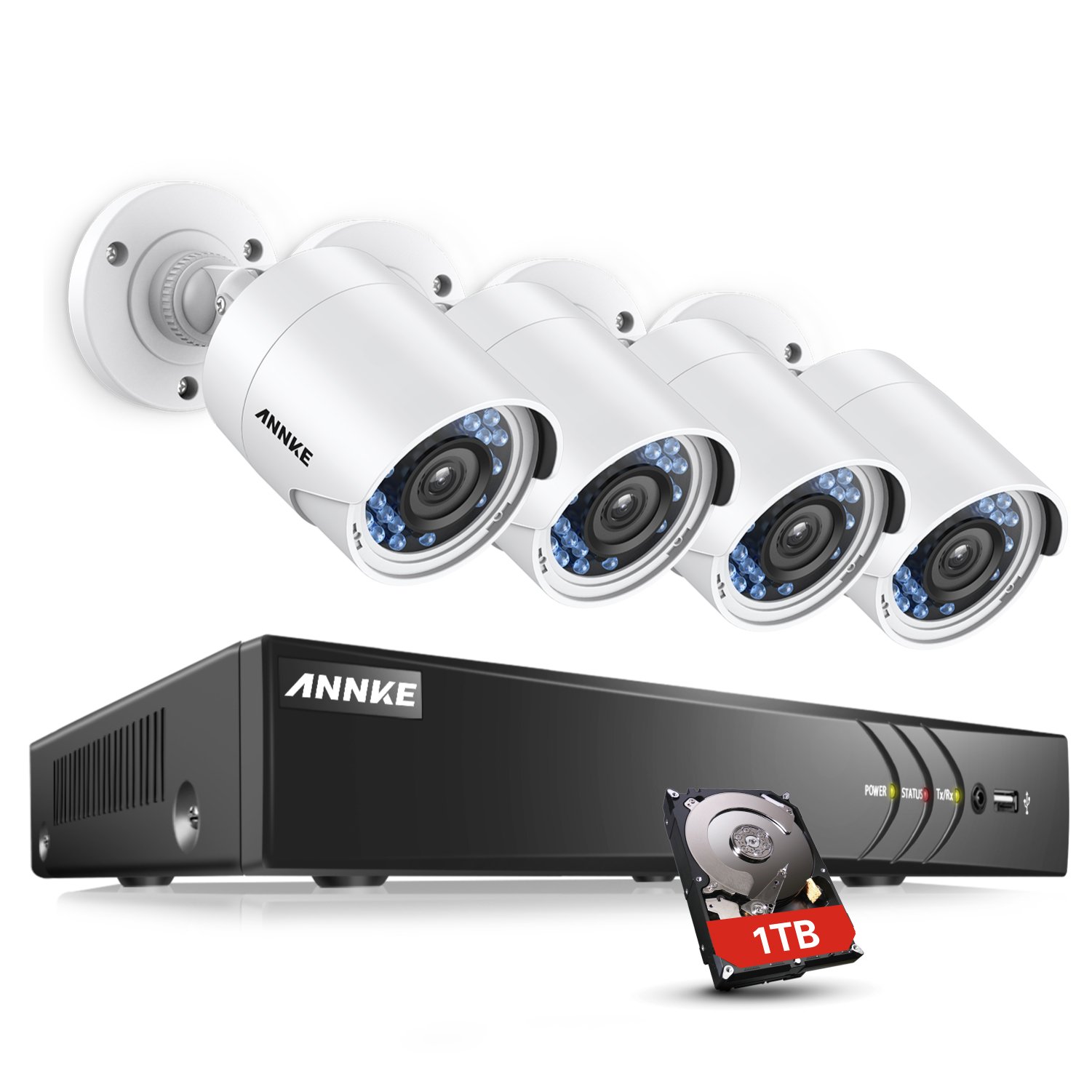 Buy ANNKE 4CH 1080p CCTV DVR System 1TB Surveillance Hard Drive w/ 4x