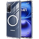 Samsung Galaxy S20 FE Magnetic Clear Case – Military-Grade Drop Protection, Anti-Yellowing Hybrid TPU Cover, Wireless Charging Compatible