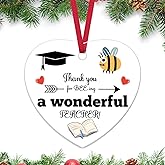 Teacher Appreciation Christmas Ornaments for Woman Man Bee Lovers Gifts for Him Her Thank You Gifts for Teacher Colleague Hanging Ornaments from School Teaching Keepsake Christmas Tree Decoration