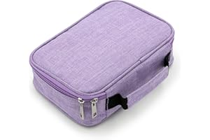 BTSKY® High Capacity Zipper Pens Pencil Case- Multi-Functional Stationery Pouch 72 Slots Colored Portable Pencil Bags With 2 Removable Sleeves(Purple)