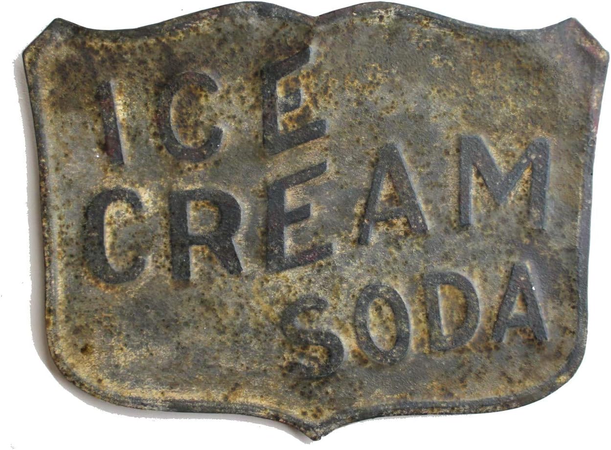 Amazon Com Ice Cream Soda Sign With Stamped Letters And Antique Aged Finish Reproduction Everything Else