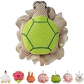 Kids Loofah, Cute Cartoon Animal Kids Bath Sponge with Hanging Rope, Soft Double Mesh for Rich Lather (Little Turtle)