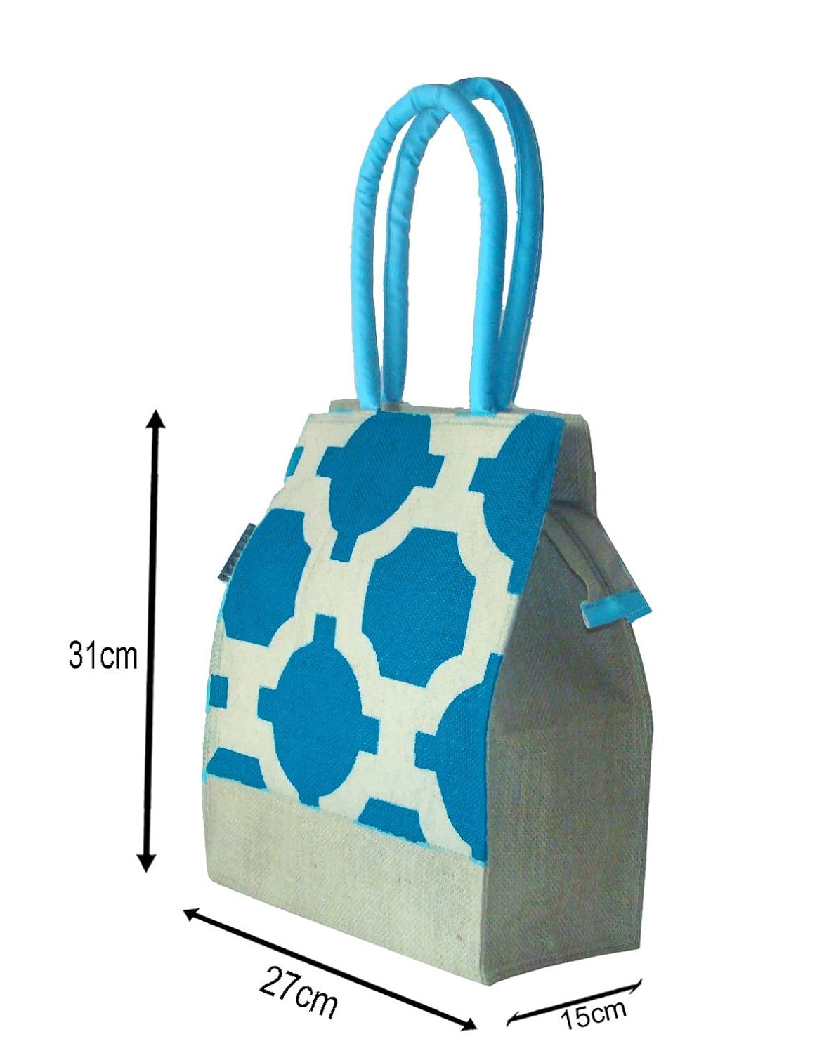 foonty daily use women jute lunch bag(turquoise,6298)