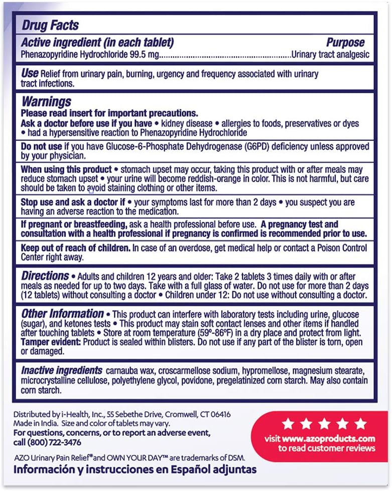 AZO Urinary Pain Relief Maximum Strength | Fast relief of UTI Pain, Burning & Urgency | Targets Source of Pain | #1 Most Trusted Brand | 24 Tablets: Health & Personal Care