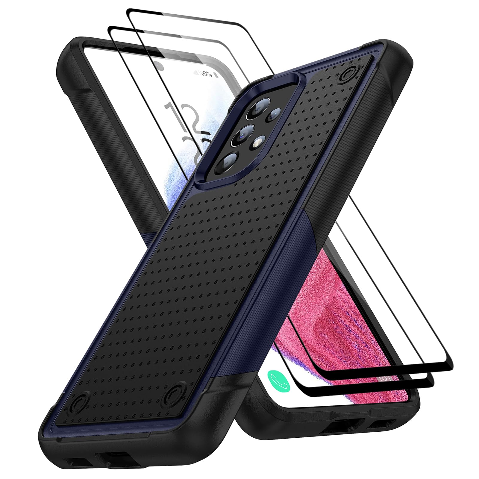 Jeylly for Samsung Galaxy A53 5G Case with Screen Protector [2 Pack] Shockproof Protective Anti Scratch TPU Bumper Hard Hybrid Phone Case for Samsung Galaxy A53 5G 2022, Blue